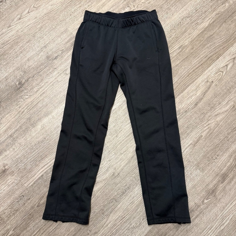 Nike Therma-Fit Training Pants Mens Small Black Fleece Lined Joggers Ankle Zip
